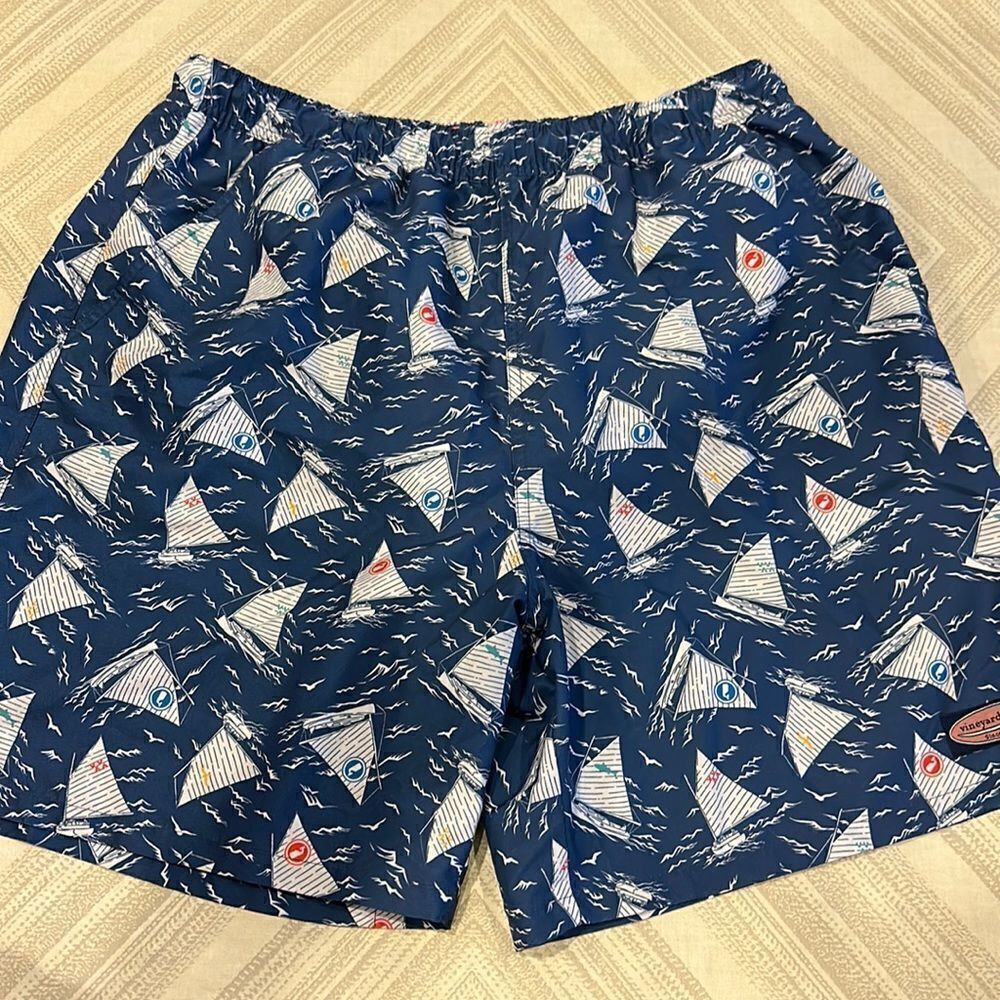 Vineyard Vines Men’s Blue Sailboats Bathing Suit